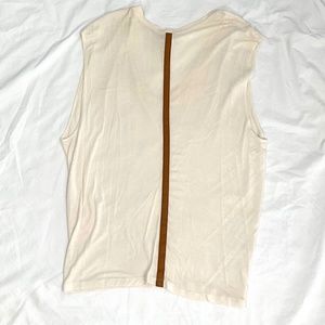 Maggie Ward Sleeveless T-Shirt with Faux Leather Detail, Size Small